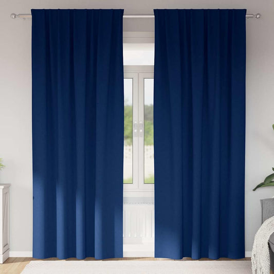 vidaXL Blackout Curtains with Rings 2 pcs Dark Blue 260 x 140 cm