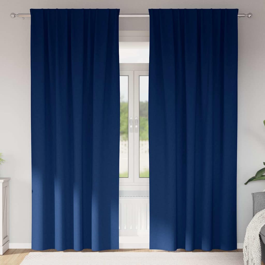 vidaXL Blackout Curtains with Rings 2 pcs Dark Blue 260 x 140 cm