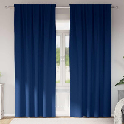 vidaXL Blackout Curtains with Rings 2 pcs Dark Blue 260 x 140 cm