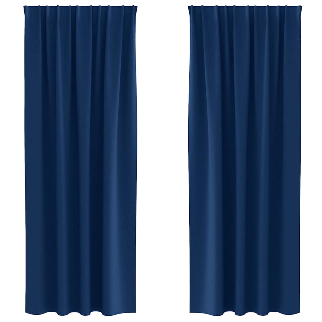 vidaXL Blackout Curtains with Rings 2 pcs Dark Blue 260 x 140 cm