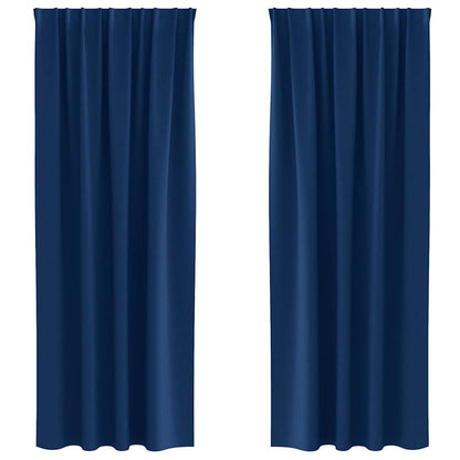 vidaXL Blackout Curtains with Rings 2 pcs Dark Blue 260 x 140 cm
