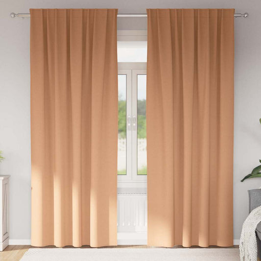 vidaXL Blackout Curtains with Rings 2 pcs Light Brown 225 x 140 cm