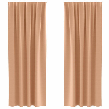 vidaXL Blackout Curtains with Rings 2 pcs Light Brown 225 x 140 cm