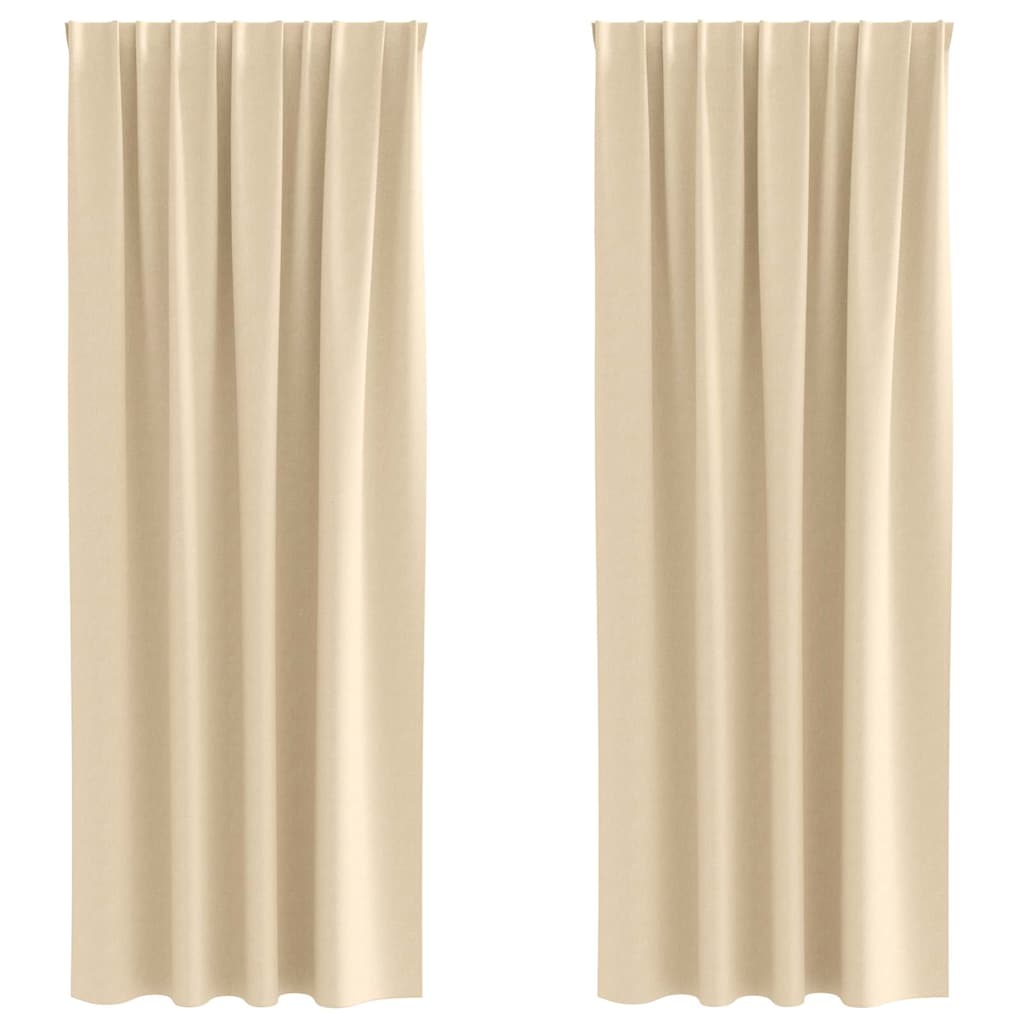 vidaXL Blackout Curtains with Rings 2 pcs Cream 225 x 140 cm Polyester