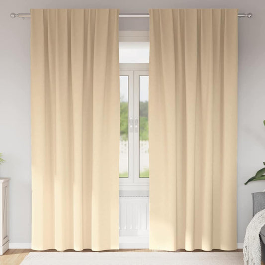 vidaXL Blackout Curtains with Rings 2 pcs Cream 245 x 140 cm Polyester