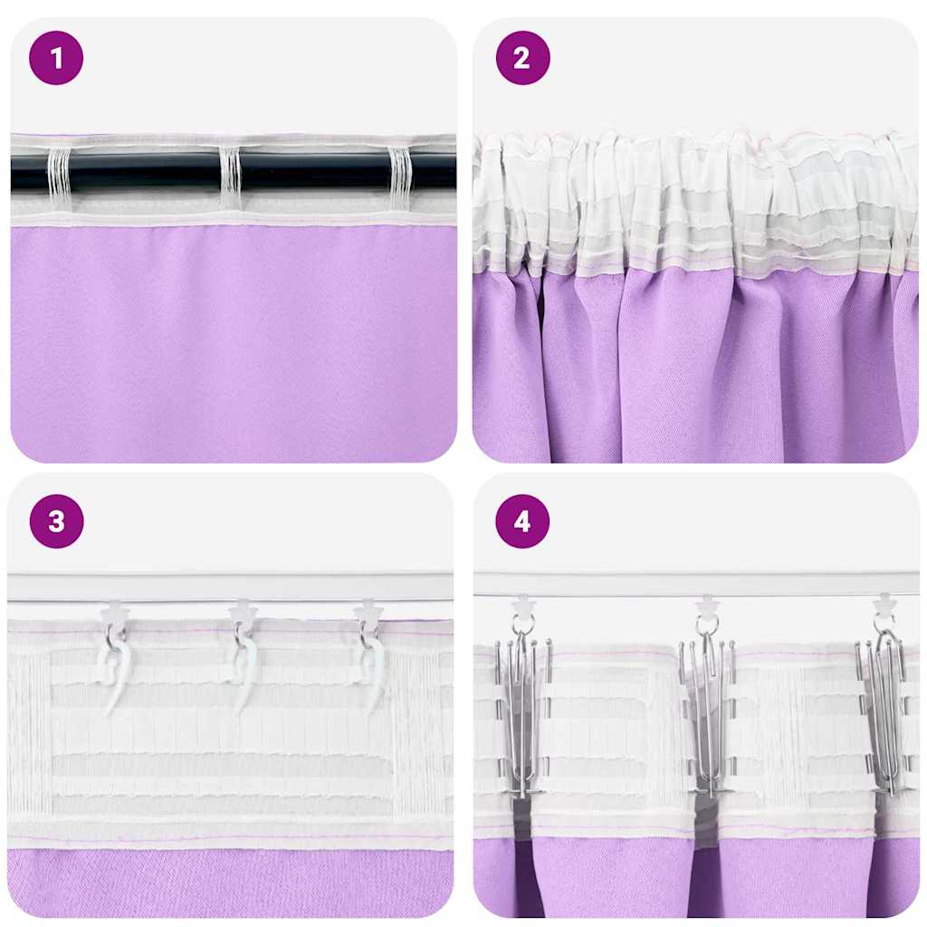 vidaXL Blackout Curtains with Rings 2 pcs Purple 140 x 140 cm