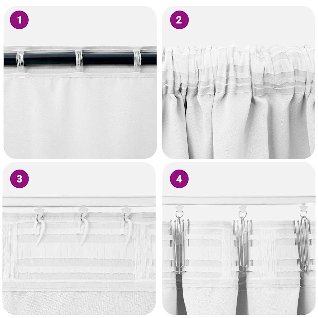 vidaXL Blackout Curtains with Rings 2 pcs Bright White 140 x 140 cm