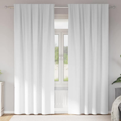 vidaXL Blackout Curtains with Rings 2 pcs Bright White 260 x 140 cm