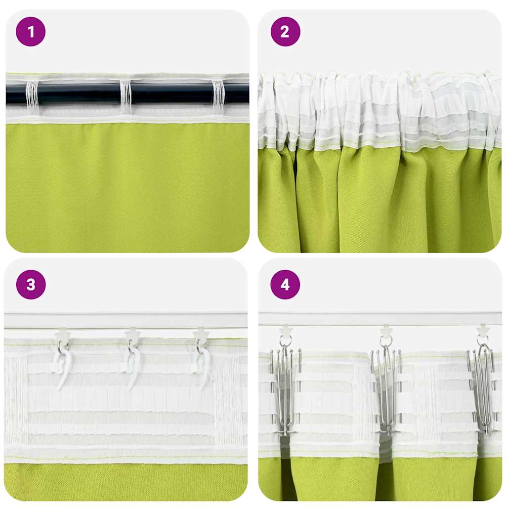 vidaXL Blackout Curtains with Rings 2 pcs Green 175 x 140 cm Polyester
