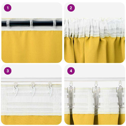 vidaXL Blackout Curtains with Rings 2 pcs Mustard Yellow 140 x 140 cm