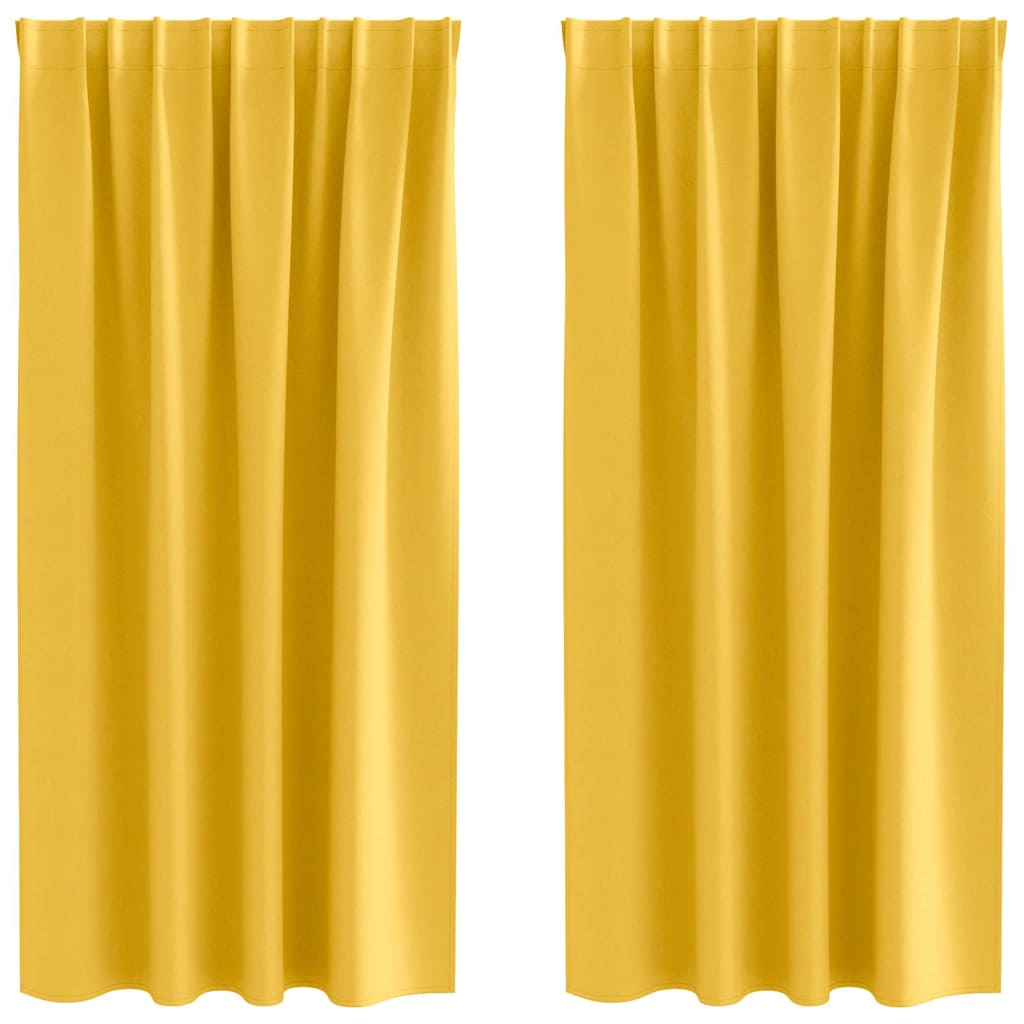 vidaXL Blackout Curtains with Rings 2 pcs Mustard Yellow 175 x 140 cm