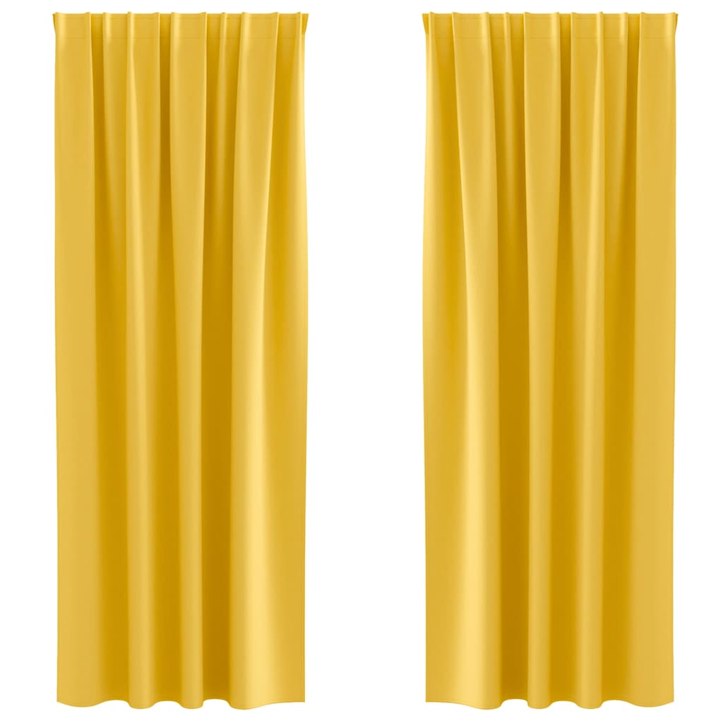 vidaXL Blackout Curtains with Rings 2 pcs Mustard Yellow 225 x 140 cm