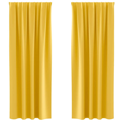vidaXL Blackout Curtains with Rings 2 pcs Mustard Yellow 245 x 140 cm