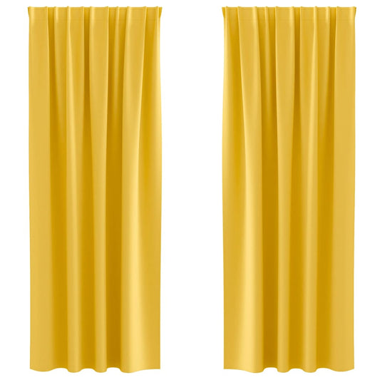 vidaXL Blackout Curtains with Rings 2 pcs Mustard Yellow 245 x 140 cm