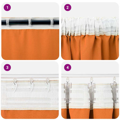 vidaXL Blackout Curtains with Rings 2 pcs Bright Orange 140 x 140 cm