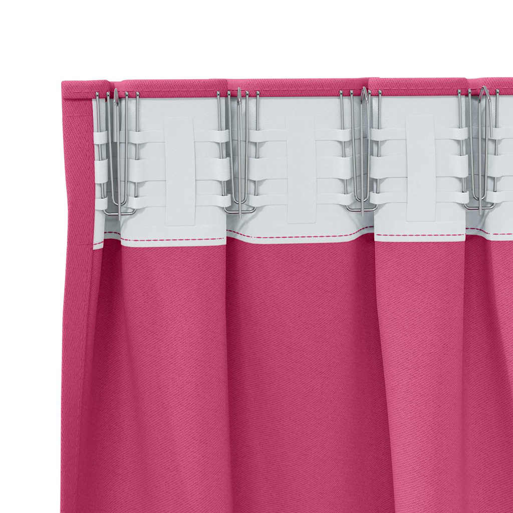 vidaXL Blackout Curtains with Rings 2 pcs Bright Pink 260 x 140 cm
