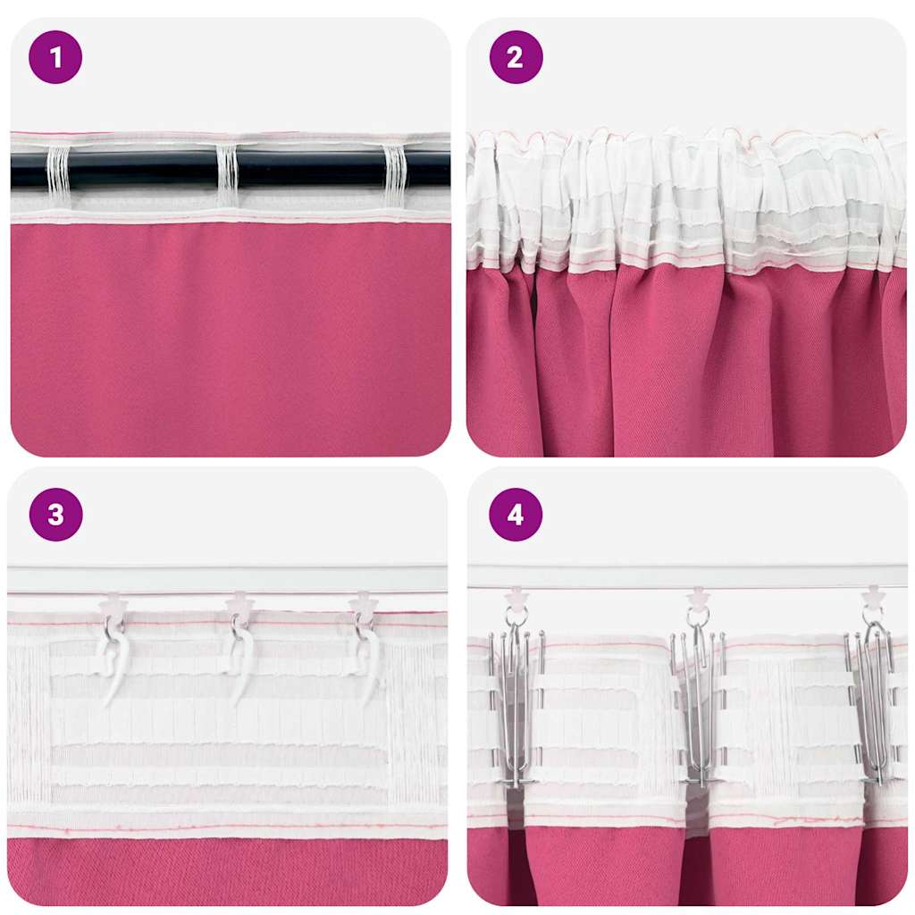 vidaXL Blackout Curtains with Rings 2 pcs Bright Pink 260 x 140 cm
