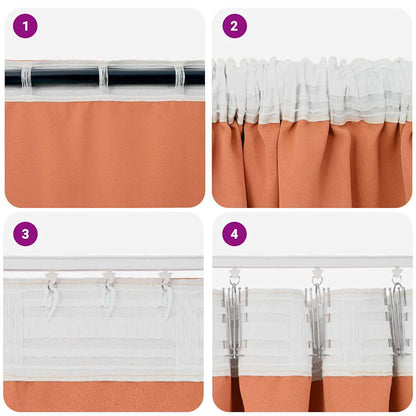 vidaXL Blackout Curtains with Rings 2 pcs Terracotta 175 x 140 cm