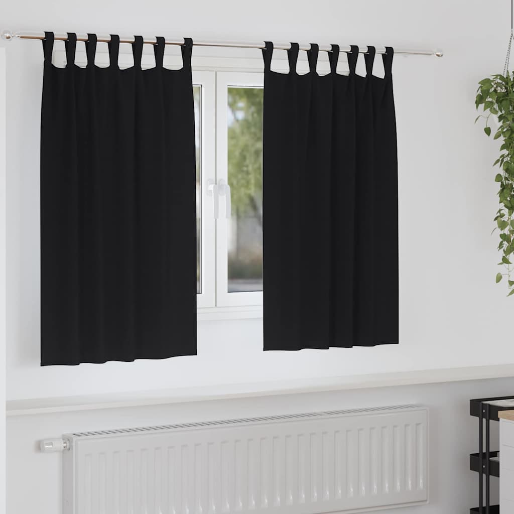 vidaXL Blackout Curtains with Rings 2 pcs Black 140 x 140 cm Polyester