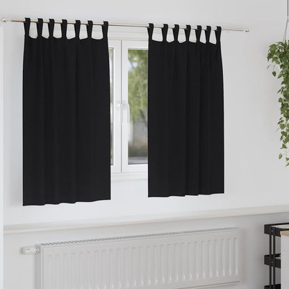 vidaXL Blackout Curtains with Rings 2 pcs Black 140 x 140 cm Polyester