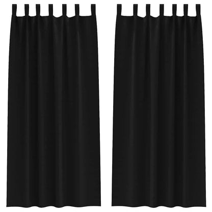 vidaXL Blackout Curtains with Rings 2 pcs Black 225 x 140 cm Polyester