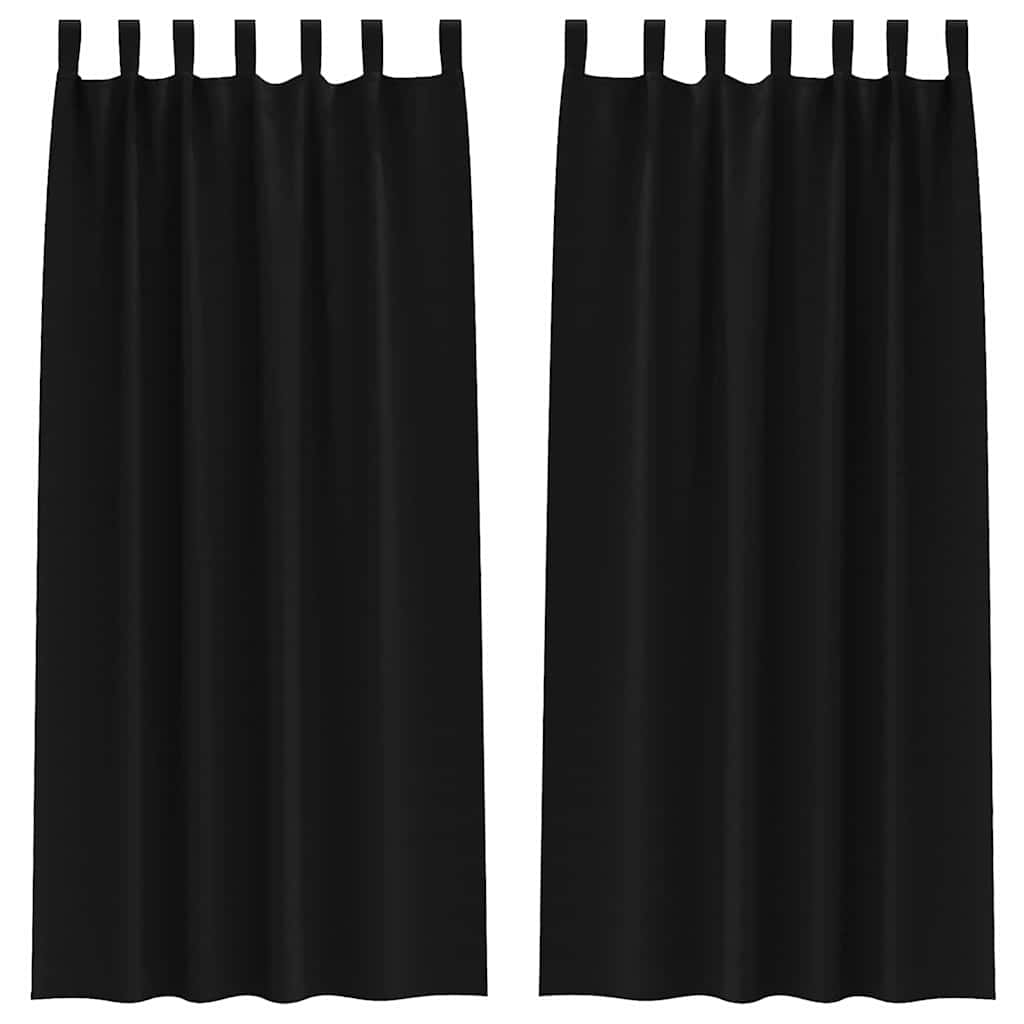 vidaXL Blackout Curtains with Rings 2 pcs Black 260 x 140 cm Polyester