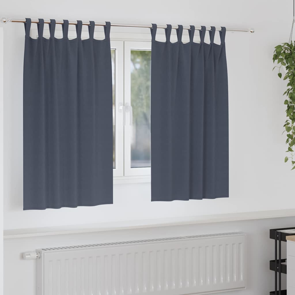 vidaXL Blackout Curtains with Rings 2 pcs Anthracite 140 x 140 cm
