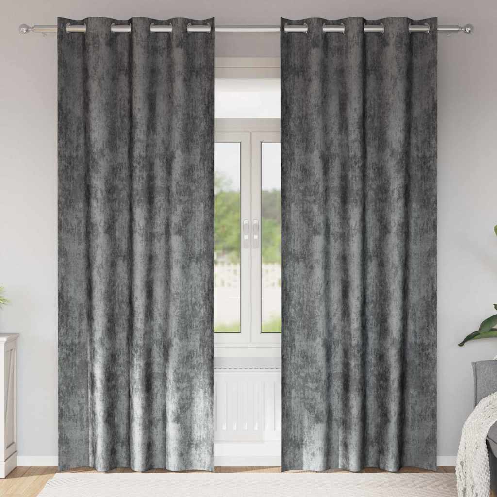 vidaXL Velvet Curtains 2 pcs Grey 225 x 140 cm Velvet
