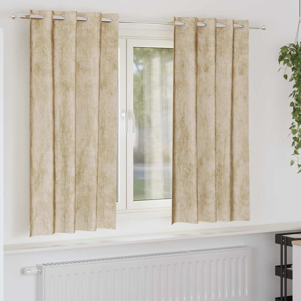 vidaXL Velvet Curtains 2 pcs Cream 175 x 140 cm Velvet