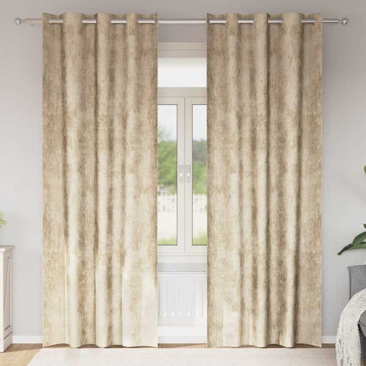 vidaXL Velvet Curtains 2 pcs Cream 225 x 140 cm Velvet