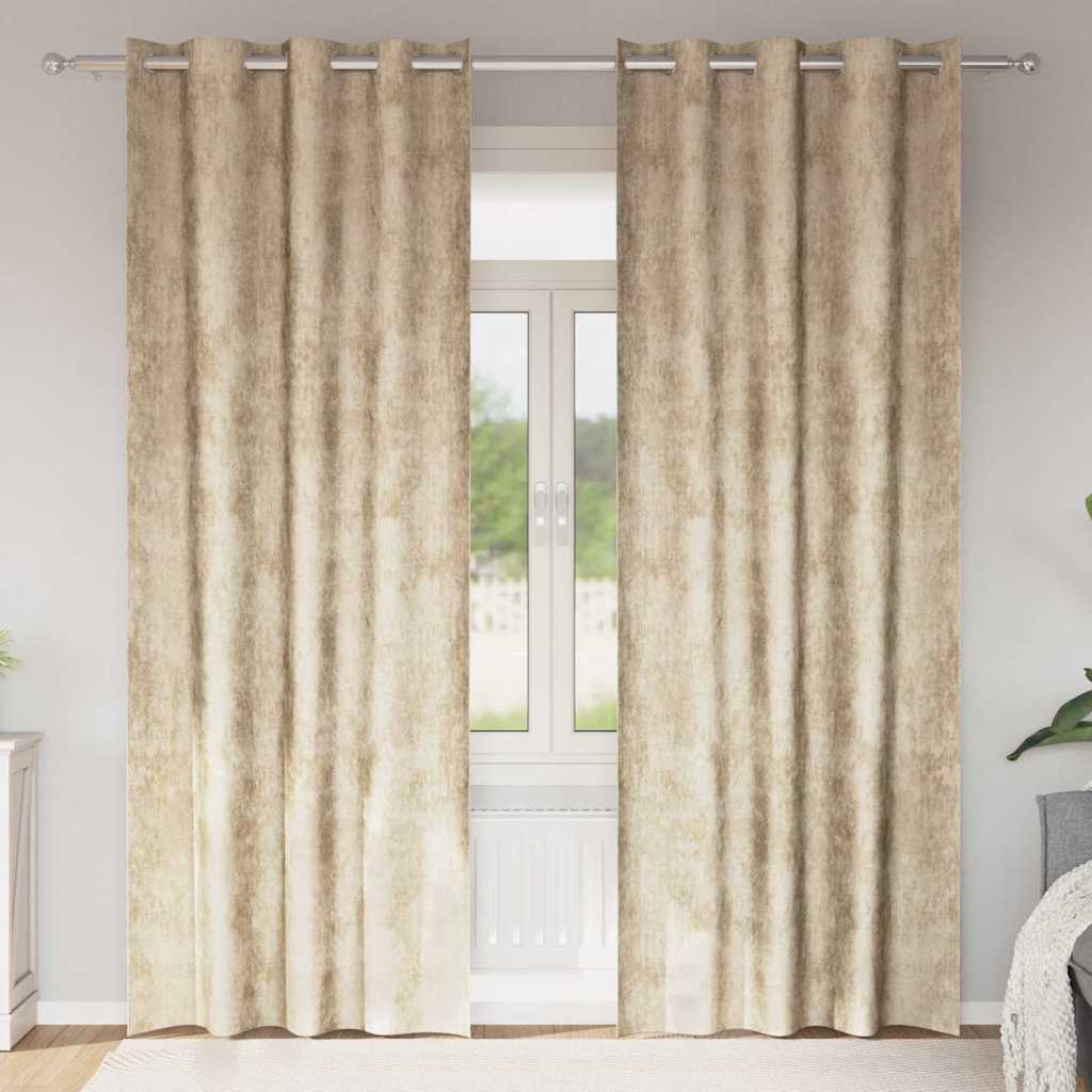 vidaXL Velvet Curtains 2 pcs Cream 260 x 140 cm Velvet
