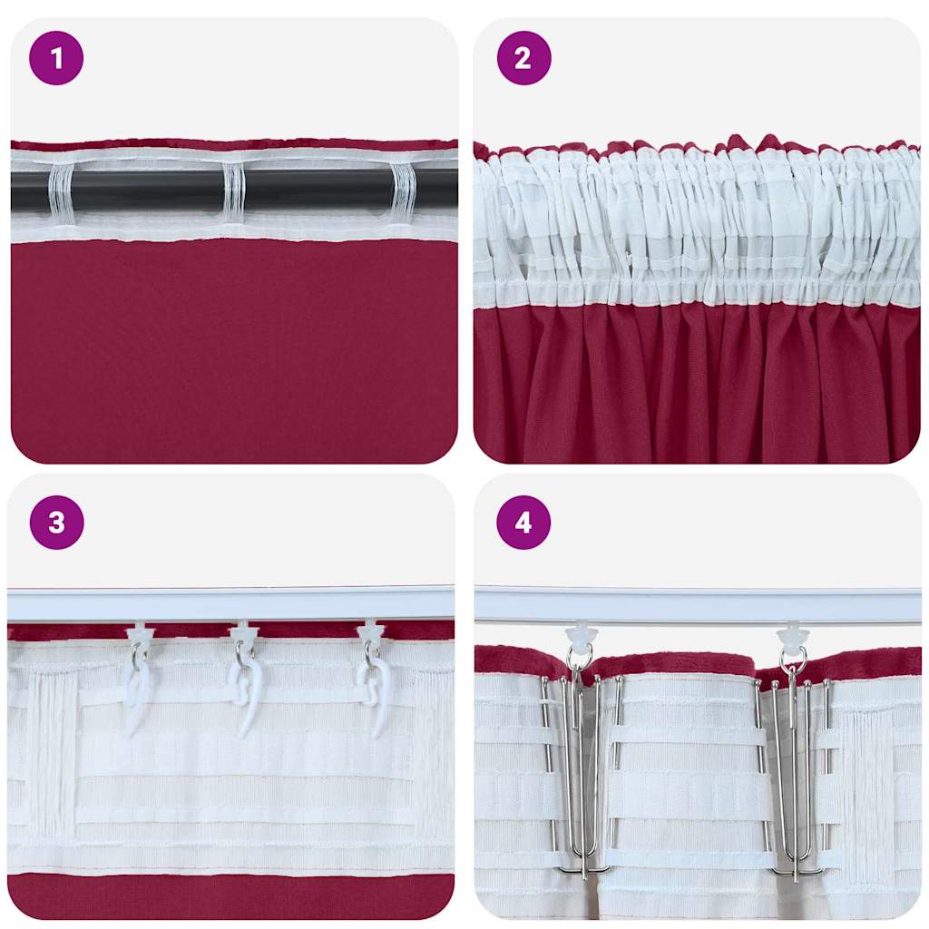 vidaXL Velvet Curtains 2 pcs Wine red 140 x 140 cm Velvet