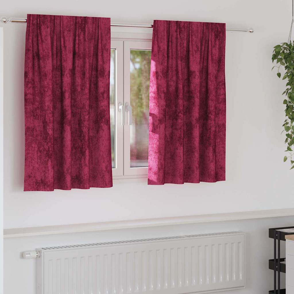 vidaXL Velvet Curtains 2 pcs Wine red 140 x 140 cm Velvet