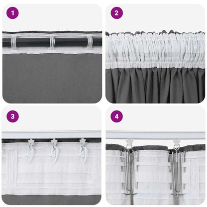 vidaXL Velvet Curtains with Curtains 2 pcs Grey 175 x 140 cm Velvet