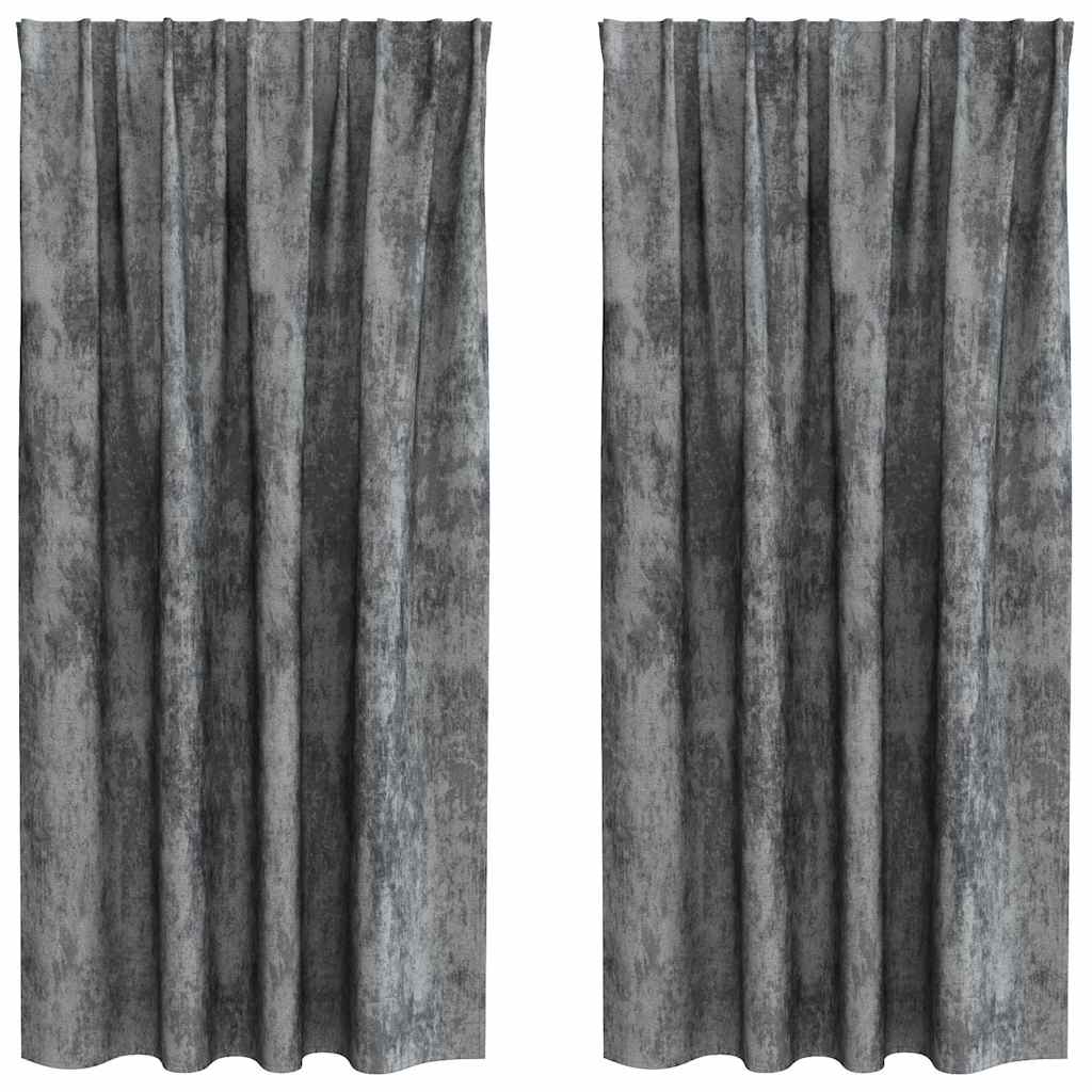 vidaXL Velvet Curtains with Curtains 2 pcs Grey 175 x 140 cm Velvet
