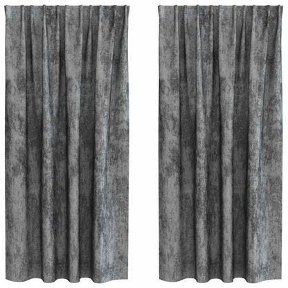 vidaXL Velvet Curtains with Curtains 2 pcs Grey 175 x 140 cm Velvet