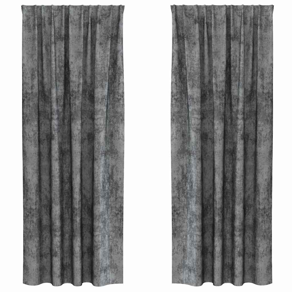 vidaXL Velvet Curtains with Curtains 2 pcs Grey 225 x 140 cm Velvet
