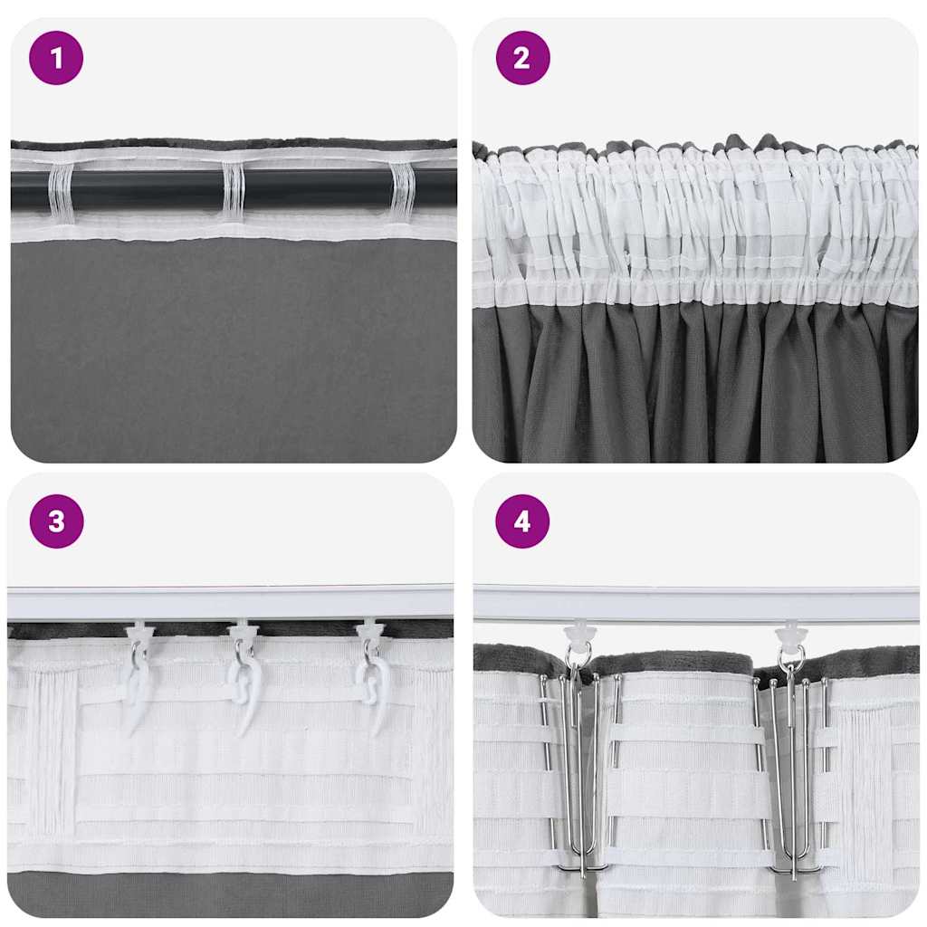 vidaXL Velvet Curtains with Curtains 2 pcs Grey 245 x 140 cm Velvet