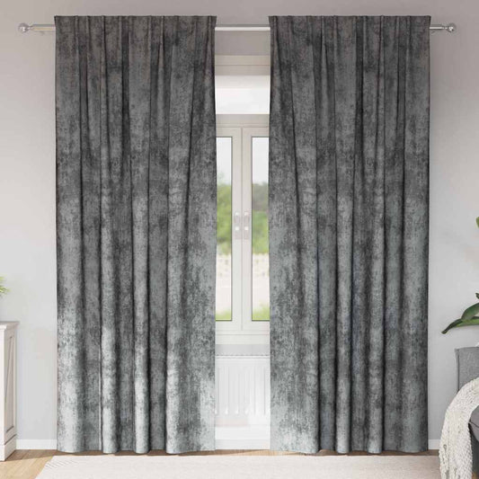 vidaXL Velvet Curtains with Curtains 2 pcs Grey 260 x 140 cm Velvet