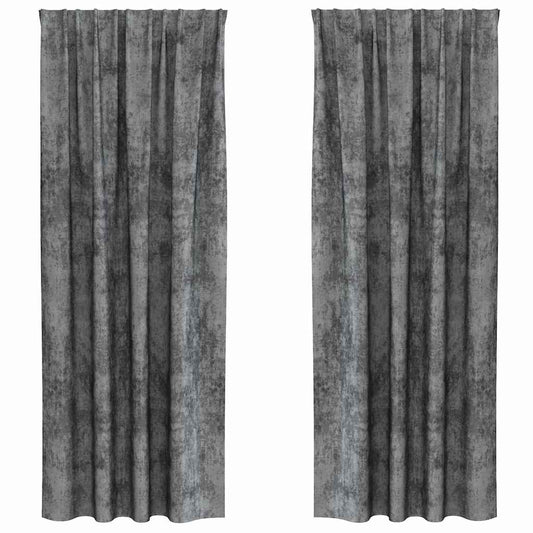 vidaXL Velvet Curtains with Curtains 2 pcs Grey 260 x 140 cm Velvet