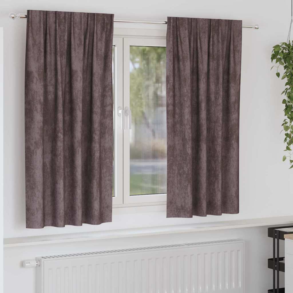 vidaXL Velvet Curtains with Curtains 2 pcs Brown 175 x 140 cm Velvet
