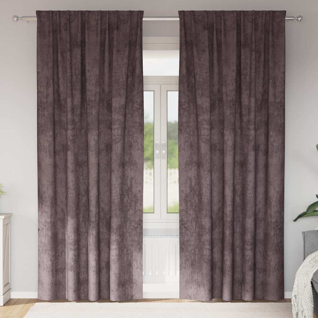 vidaXL Velvet Curtains with Curtains 2 pcs Brown 245 x 140 cm Velvet