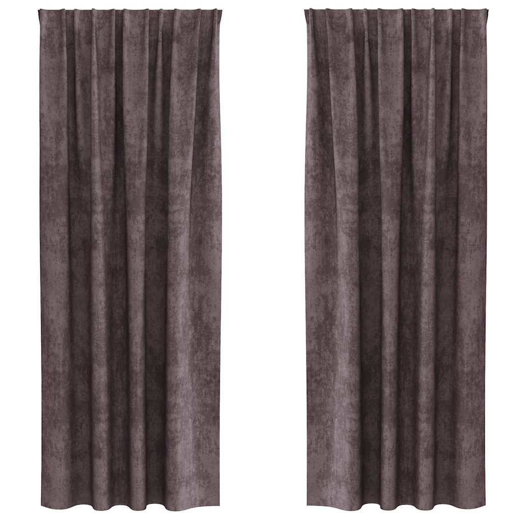 vidaXL Velvet Curtains with Curtains 2 pcs Brown 245 x 140 cm Velvet