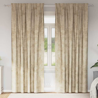 vidaXL Velvet Curtains with Curtains 2 pcs Cream 245 x 140 cm Velvet