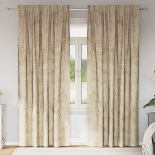 vidaXL Velvet Curtains with Curtains 2 pcs Cream 245 x 140 cm Velvet