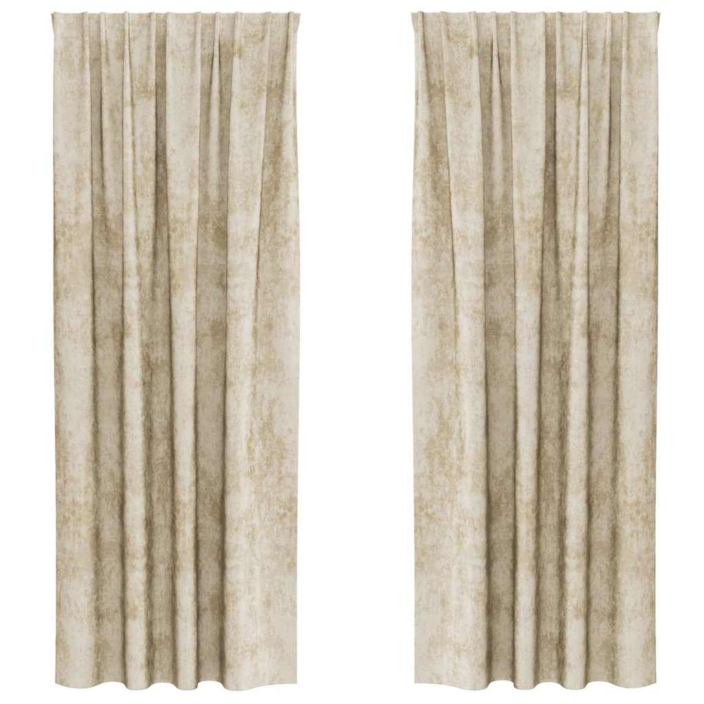 vidaXL Velvet Curtains with Curtains 2 pcs Cream 260 x 140 cm Velvet