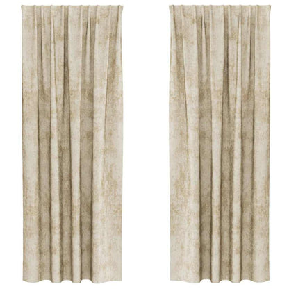 vidaXL Velvet Curtains with Curtains 2 pcs Cream 260 x 140 cm Velvet