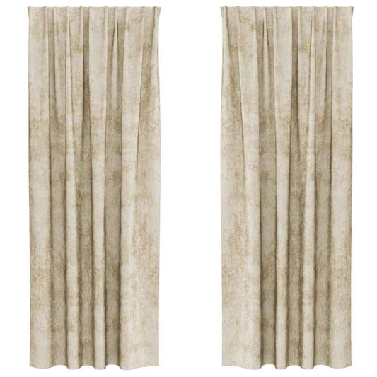 vidaXL Velvet Curtains with Curtains 2 pcs Cream 260 x 140 cm Velvet