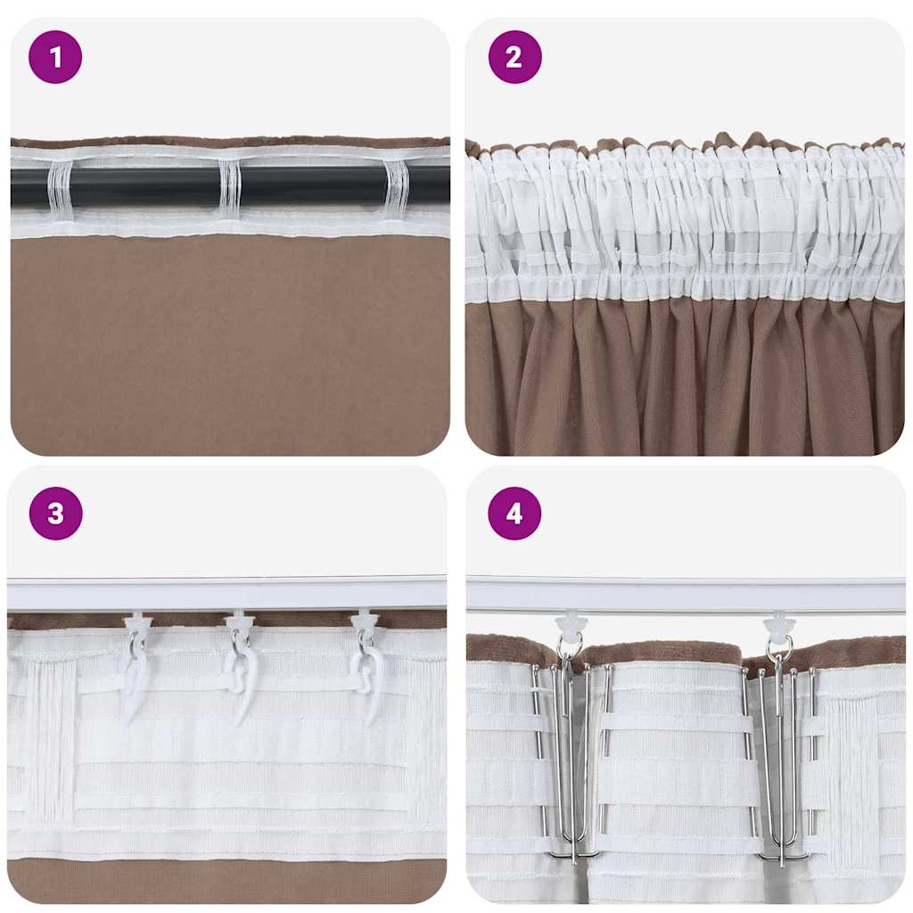 vidaXL Velvet Curtains 2 pcs Cappuccino 140 x 140 cm Velvet