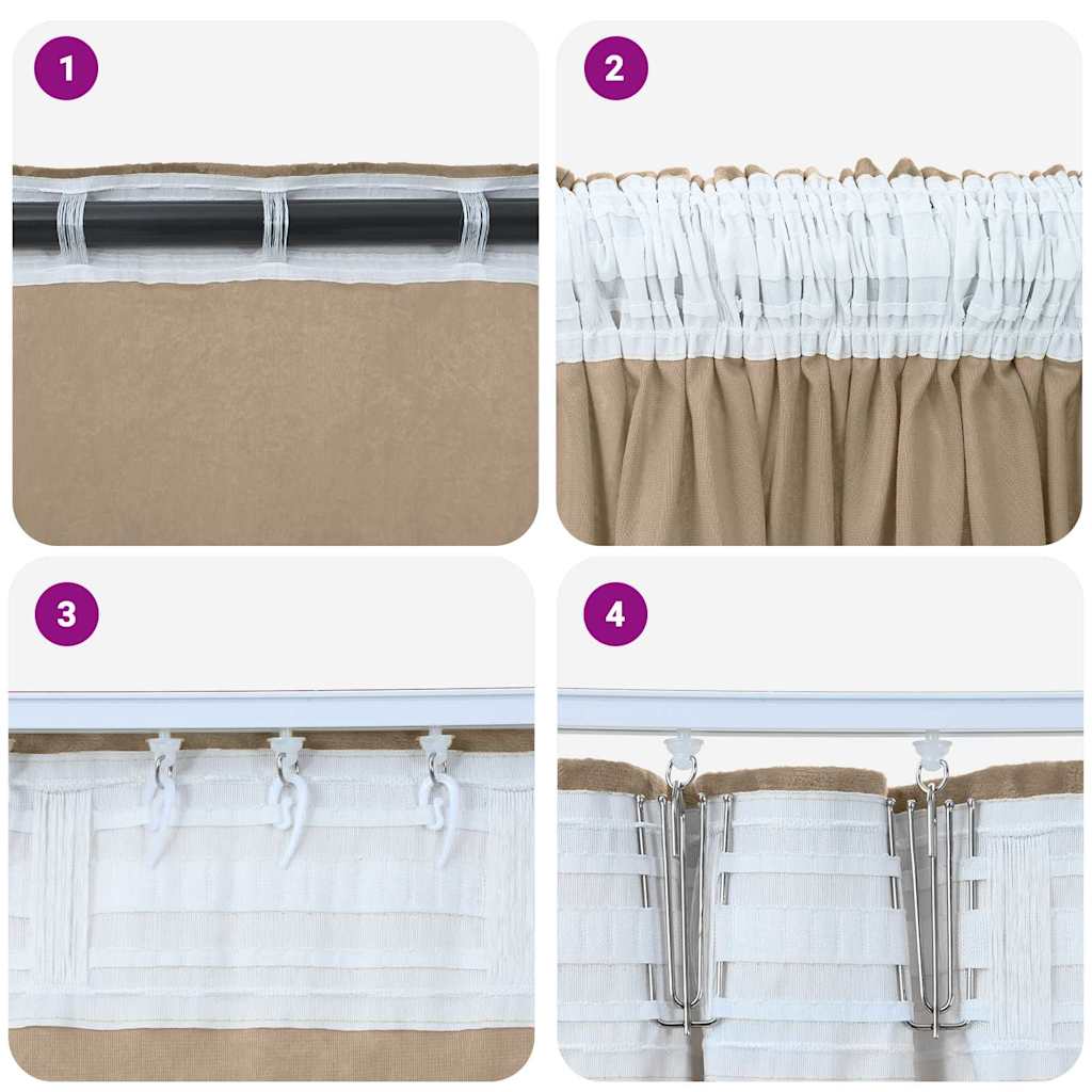 vidaXL Velvet Curtains 2 pcs Champagne 140 x 140 cm Velvet